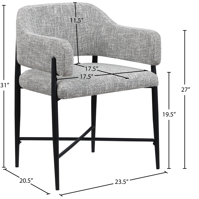 Meridian Furniture Dame Grey Polyester Dining Chair (Set of 2)