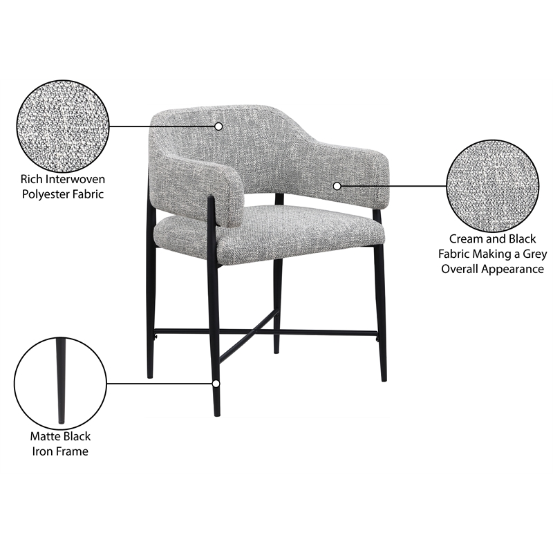 Meridian Furniture Dame Grey Polyester Dining Chair (Set of 2)