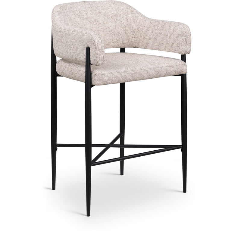 Meridian Furniture Dame Beige Polyester Counter Stool (Set of 2)