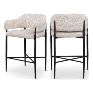 Meridian Furniture Dame Beige Polyester Counter Stool (Set of 2)