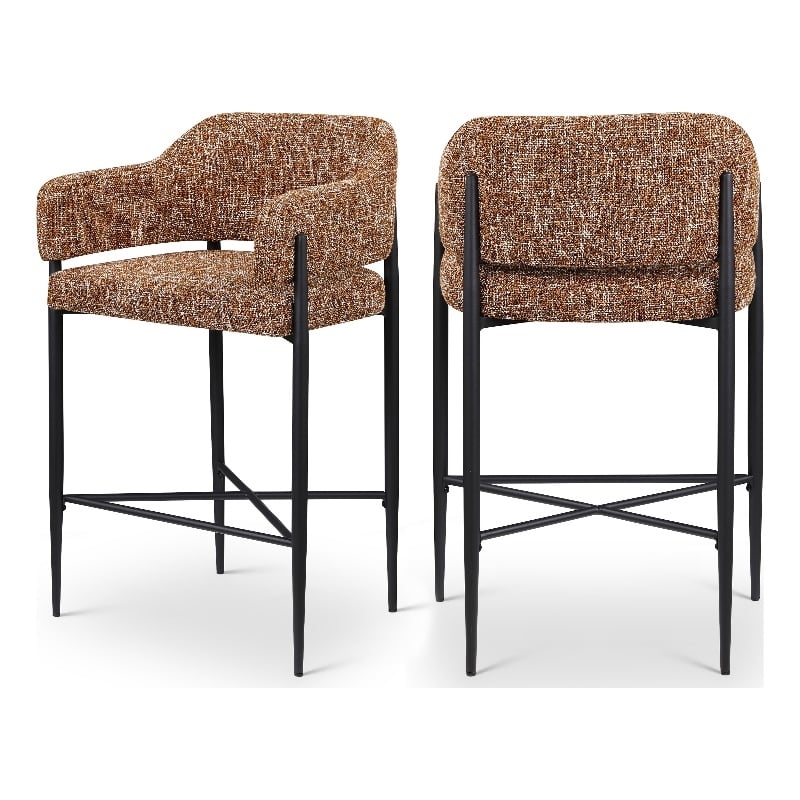 Meridian Furniture Dame Cognac Polyester Counter Stool (Set of 2)