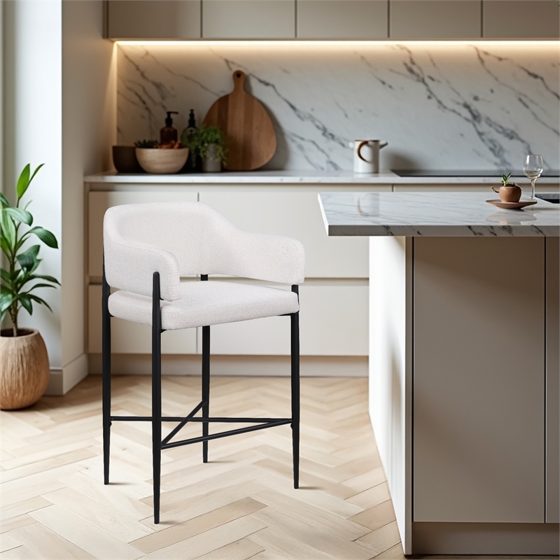 Meridian Furniture Dame Cream Polyester Counter Stool (Set of 2)