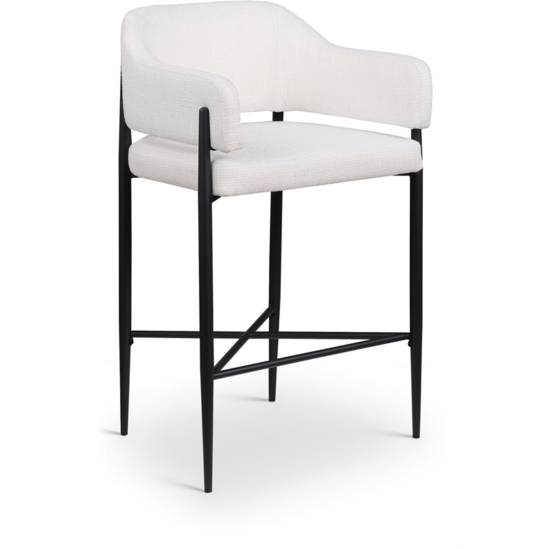 Meridian Furniture Dame Cream Polyester Counter Stool (Set of 2)