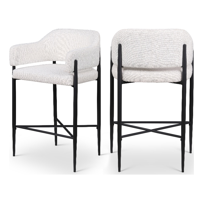 Meridian Furniture Dame Cream Polyester Counter Stool (Set of 2)