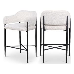 Meridian Furniture Dame Cream Polyester Counter Stool (Set of 2)