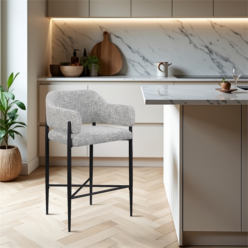 Meridian Furniture Dame Grey Polyester Counter Stool (Set of 2)