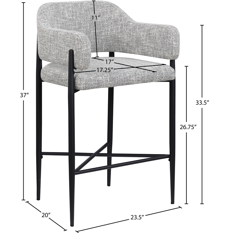 Meridian Furniture Dame Grey Polyester Counter Stool (Set of 2)