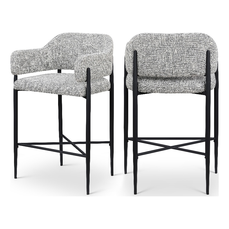 Meridian Furniture Dame Grey Polyester Counter Stool (Set of 2)