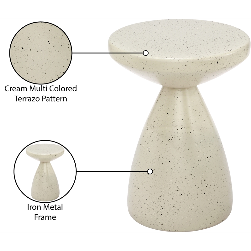 Meridian Furniture Anika Cream Iron Terrazzo Side Table