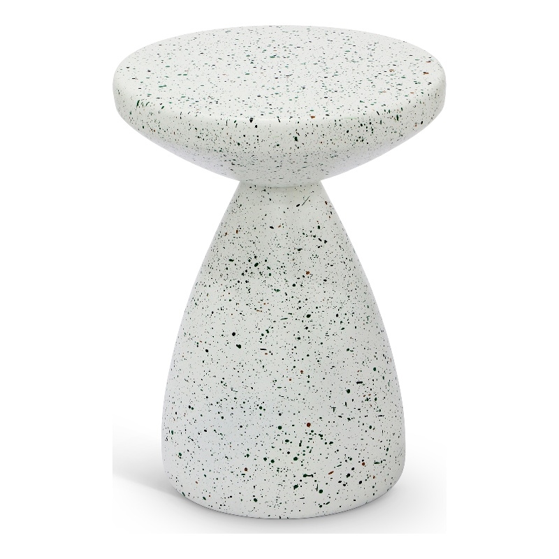 Meridian Furniture Anika White Iron Terrazzo Side Table