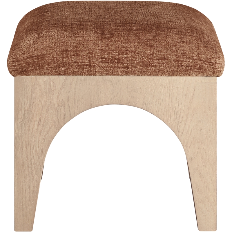 Meridian Furniture Lawson Cognac Chenille Fabric Ottoman