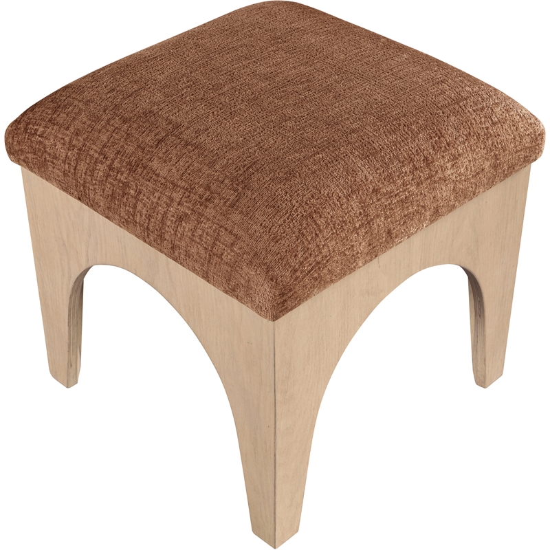 Meridian Furniture Lawson Cognac Chenille Fabric Ottoman