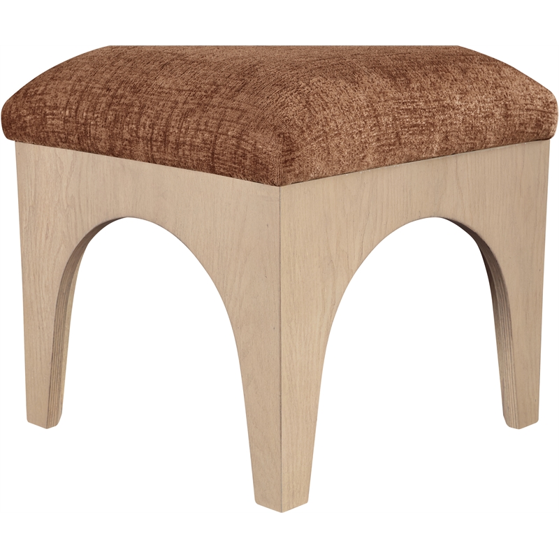 Meridian Furniture Lawson Cognac Chenille Fabric Ottoman