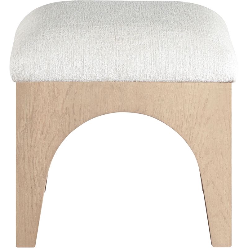 Meridian Furniture Lawson Cream Chenille Fabric Ottoman