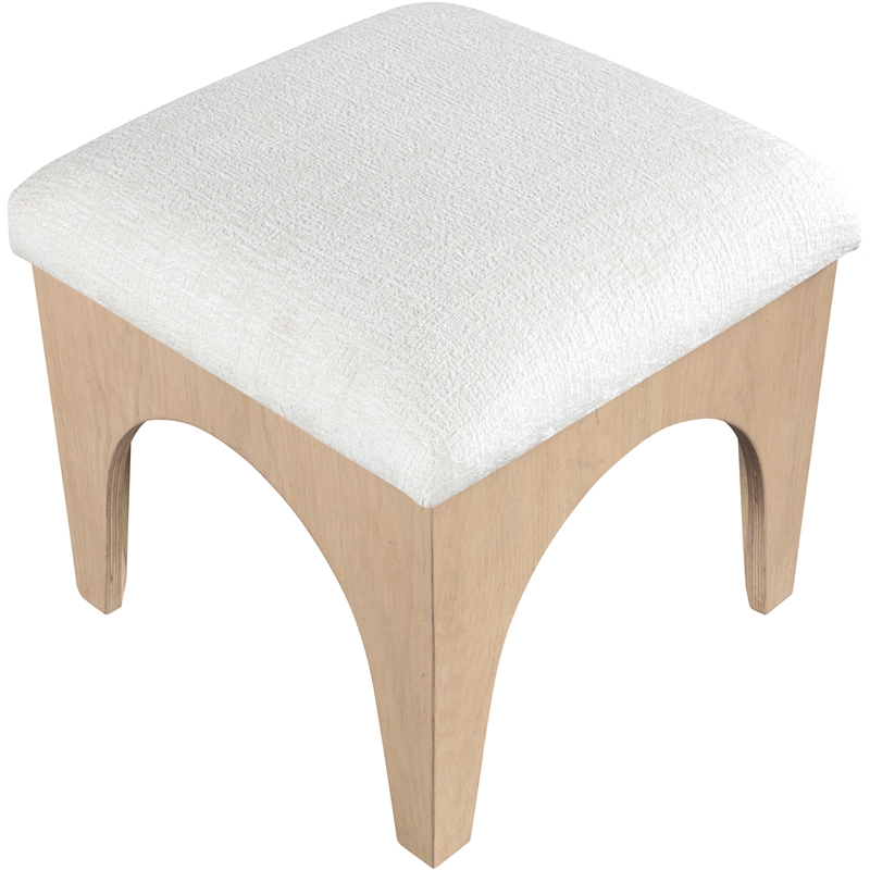 Meridian Furniture Lawson Cream Chenille Fabric Ottoman