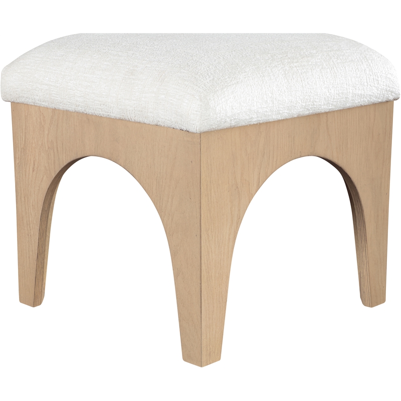 Meridian Furniture Lawson Cream Chenille Fabric Ottoman