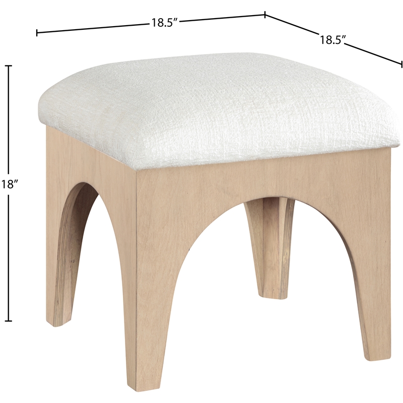 Meridian Furniture Lawson Cream Chenille Fabric Ottoman