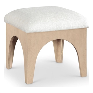 Meridian Furniture Lawson Cream Chenille Fabric Ottoman