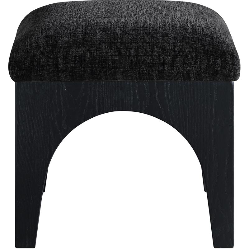 Meridian Furniture Lawson Black Chenille Fabric Ottoman