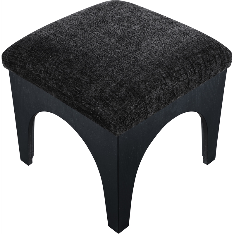Meridian Furniture Lawson Black Chenille Fabric Ottoman