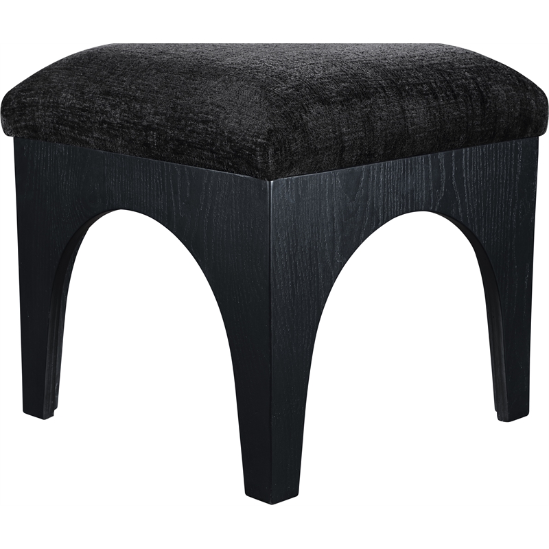 Meridian Furniture Lawson Black Chenille Fabric Ottoman