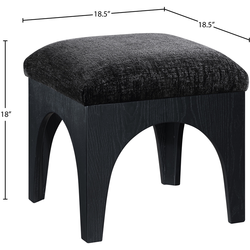 Meridian Furniture Lawson Black Chenille Fabric Ottoman