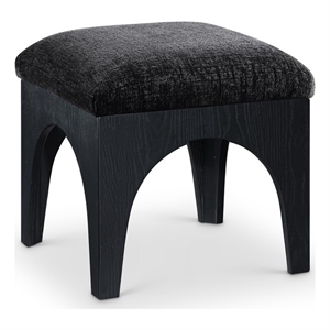 Meridian Furniture Lawson Black Chenille Fabric Ottoman