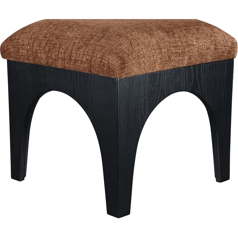 Meridian Furniture Lawson Cognac Chenille Fabric Ottoman