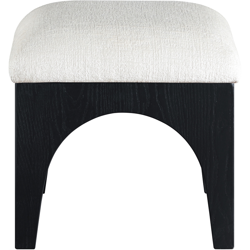 Meridian Furniture Lawson Cream Chenille Fabric Ottoman