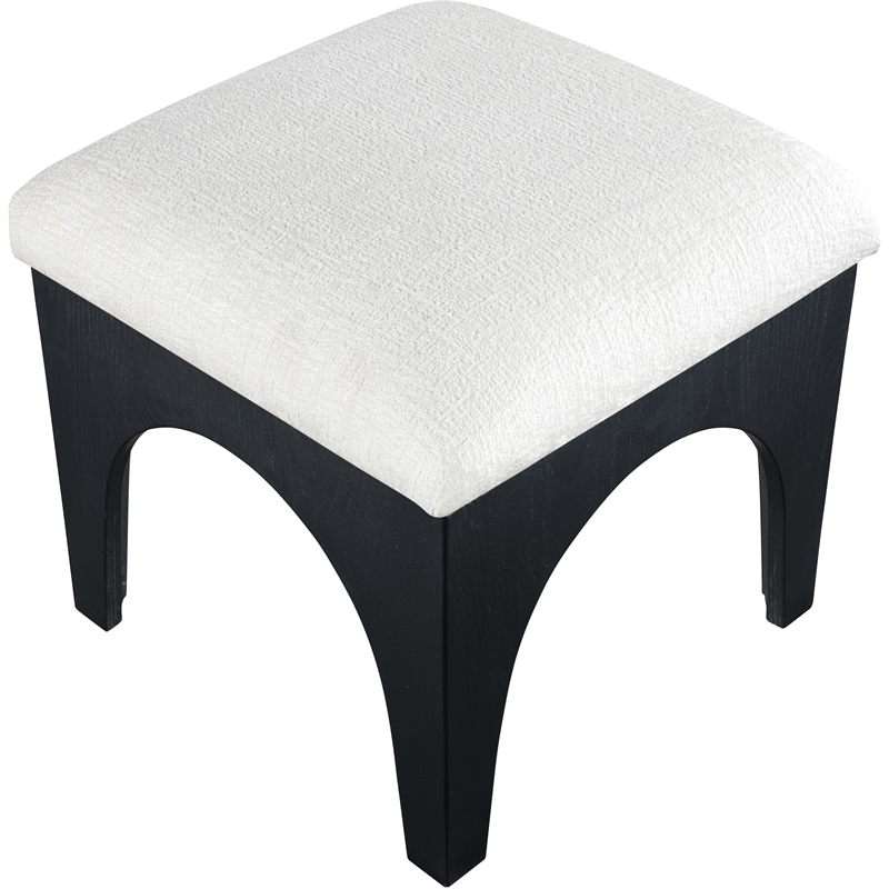 Meridian Furniture Lawson Cream Chenille Fabric Ottoman
