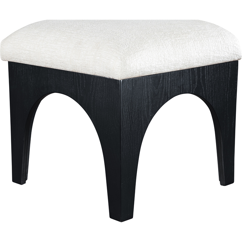 Meridian Furniture Lawson Cream Chenille Fabric Ottoman