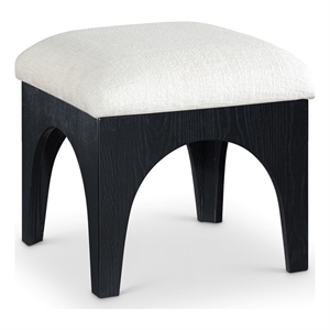 Meridian Furniture Lawson Cream Chenille Fabric Ottoman