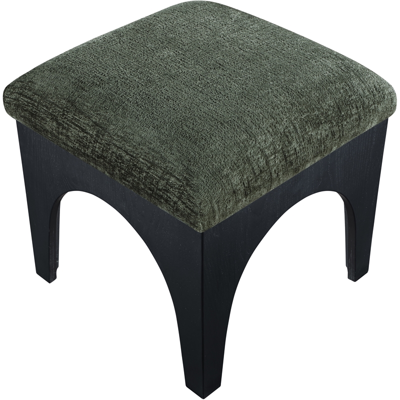 Meridian Furniture Lawson Green Chenille Fabric Ottoman