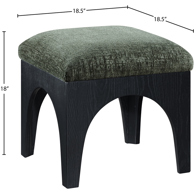 Meridian Furniture Lawson Green Chenille Fabric Ottoman