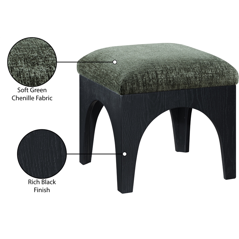 Meridian Furniture Lawson Green Chenille Fabric Ottoman