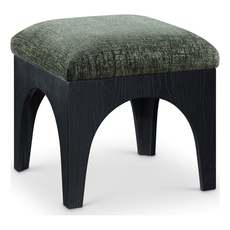 Meridian Furniture Lawson Green Chenille Fabric Ottoman