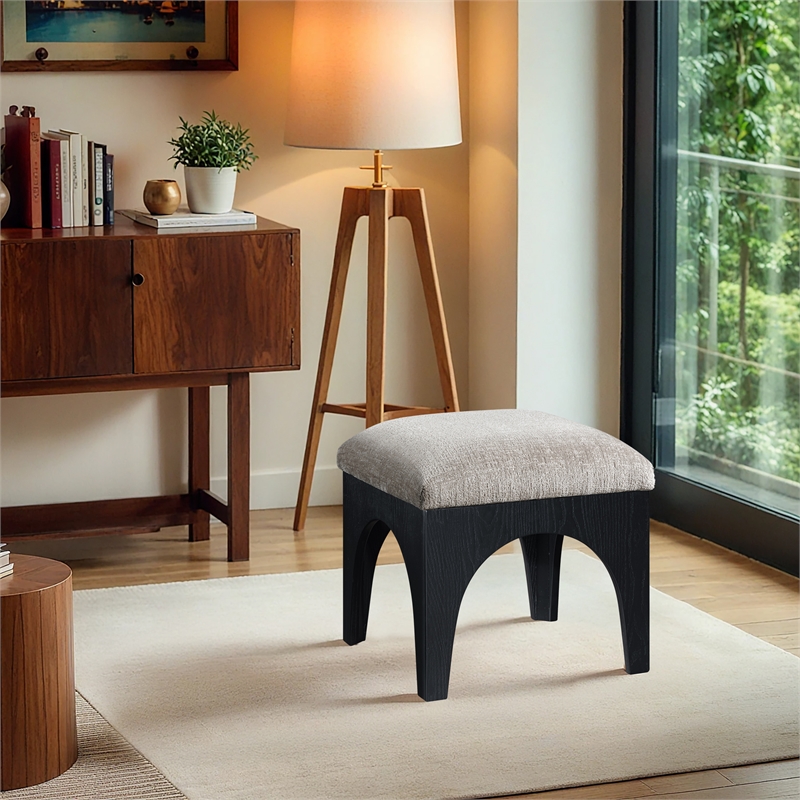 Meridian Furniture Lawson Grey Chenille Fabric Ottoman