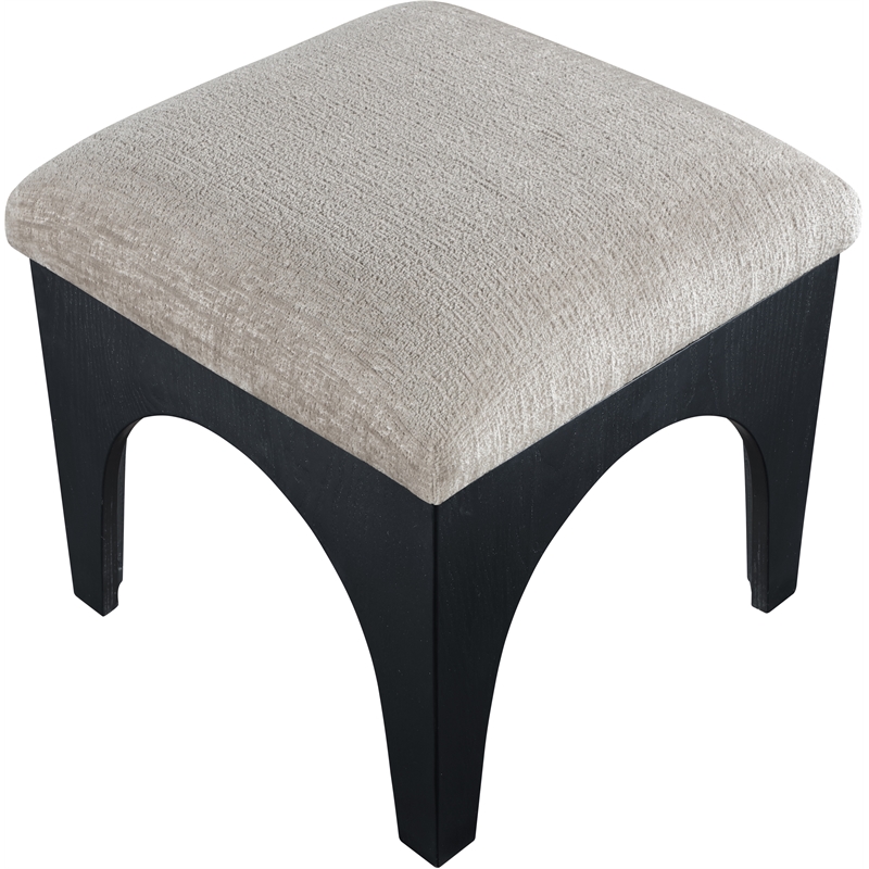 Meridian Furniture Lawson Grey Chenille Fabric Ottoman