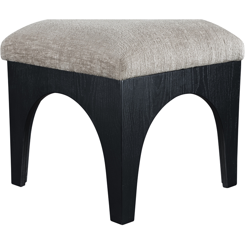 Meridian Furniture Lawson Grey Chenille Fabric Ottoman
