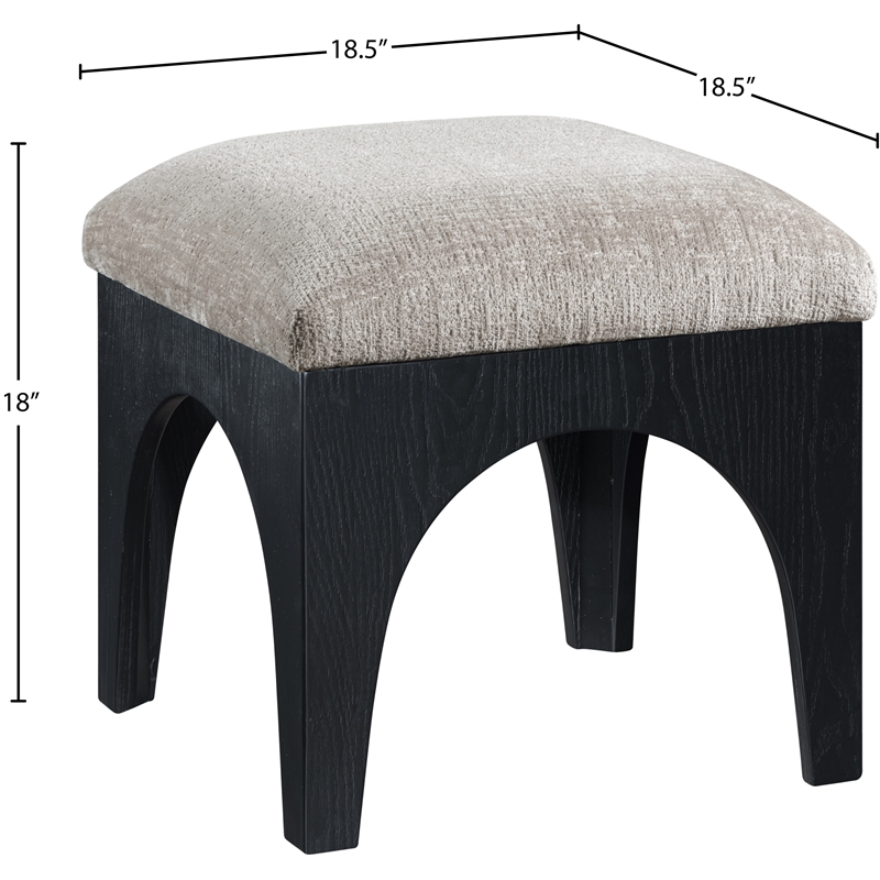 Meridian Furniture Lawson Grey Chenille Fabric Ottoman