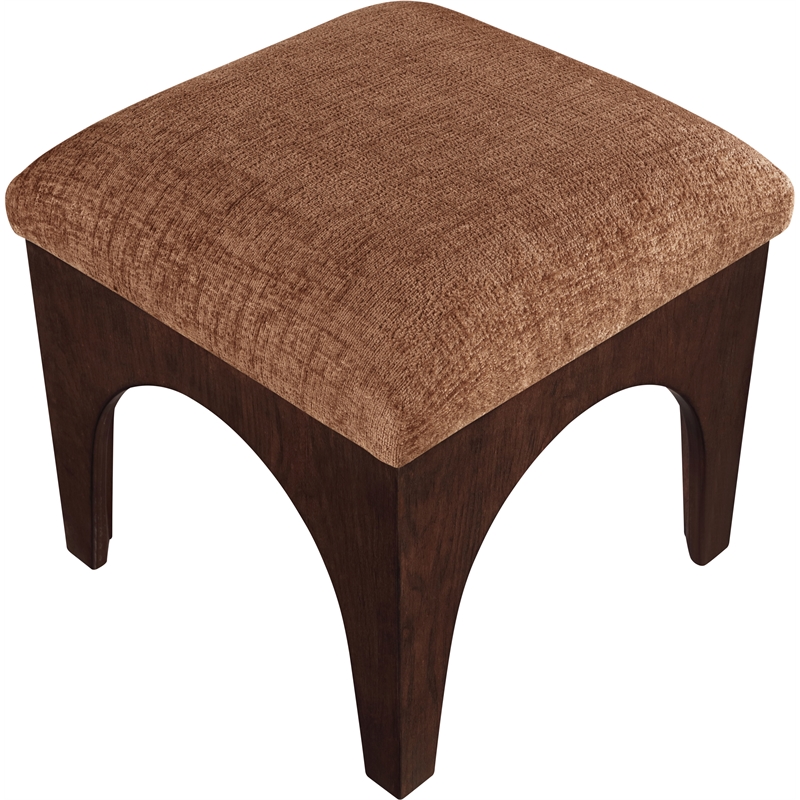 Meridian Furniture Lawson Cognac Chenille Fabric Ottoman