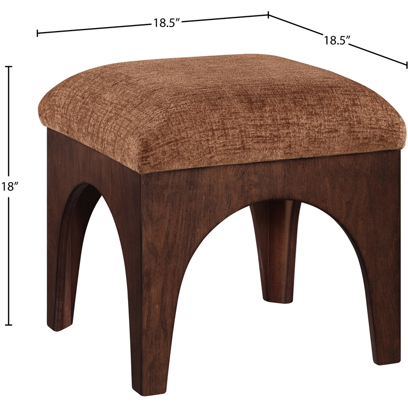 Meridian Furniture Lawson Cognac Chenille Fabric Ottoman