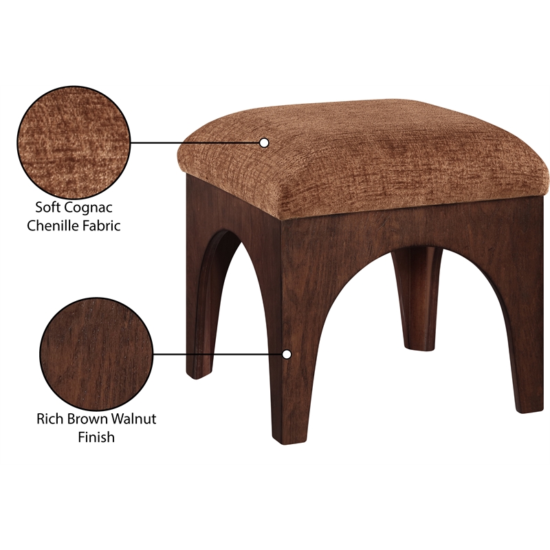 Meridian Furniture Lawson Cognac Chenille Fabric Ottoman