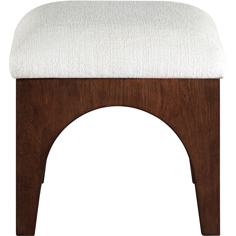 Meridian Furniture Lawson Cream Chenille Fabric Ottoman