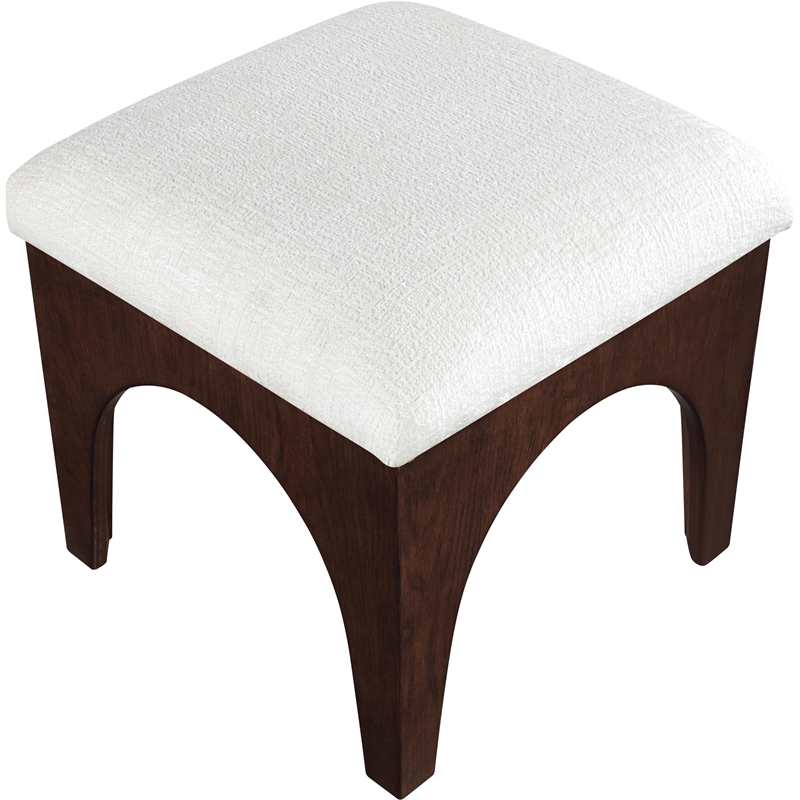 Meridian Furniture Lawson Cream Chenille Fabric Ottoman