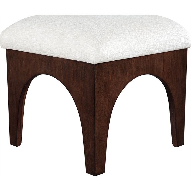 Meridian Furniture Lawson Cream Chenille Fabric Ottoman