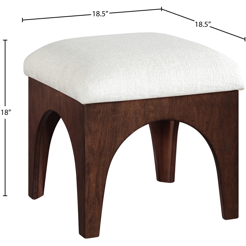 Meridian Furniture Lawson Cream Chenille Fabric Ottoman