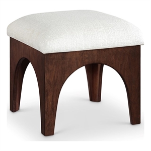 Meridian Furniture Lawson Cream Chenille Fabric Ottoman