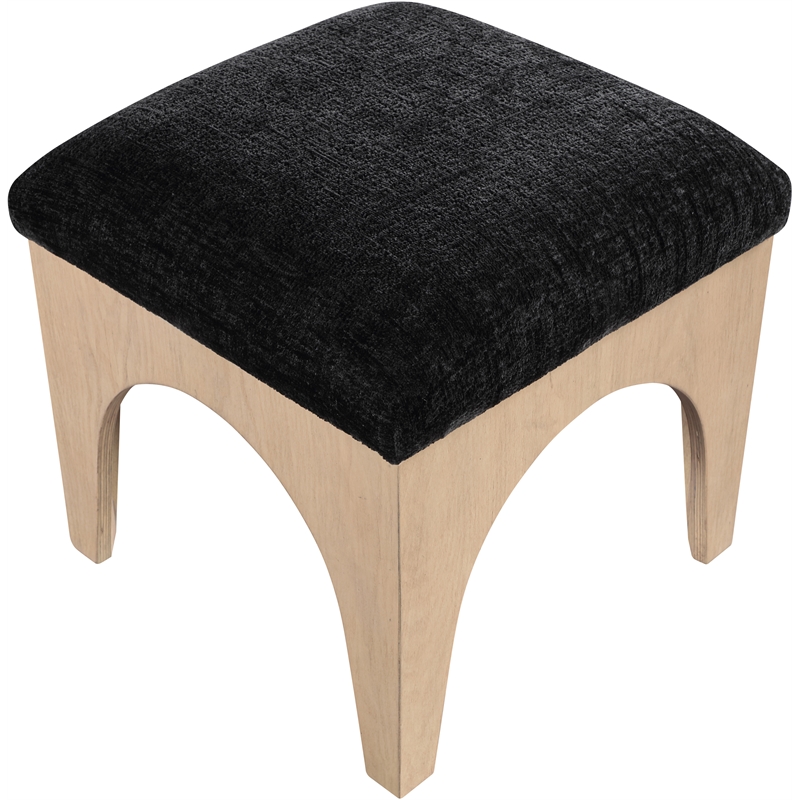 Meridian Furniture Lawson Black Chenille Fabric Ottoman