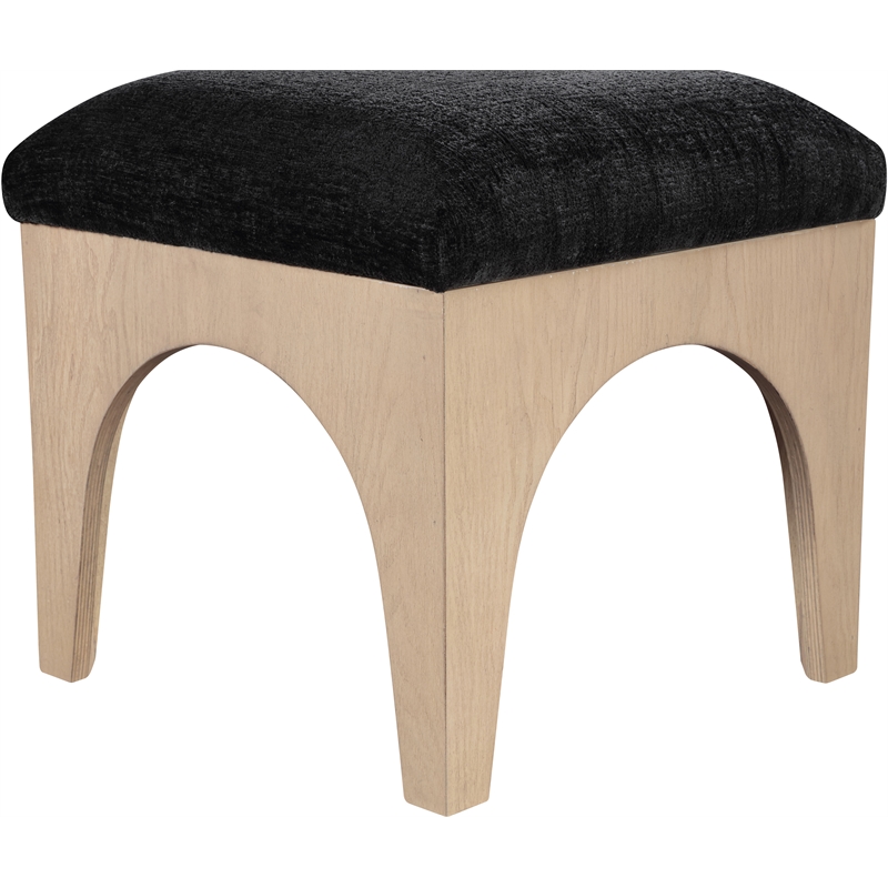 Meridian Furniture Lawson Black Chenille Fabric Ottoman